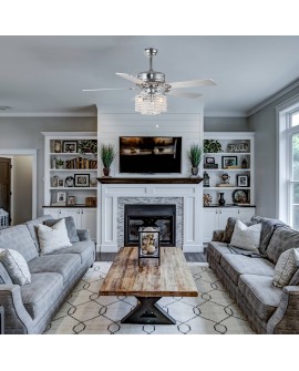 Dawn Whisper 52" Crystal Ceiling Fan Chandelier with Lights and Remote Control