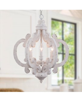 Dawn Whisper Cottage  Wooden Chandelier,6 Candle Light Farmhouse Chandelier