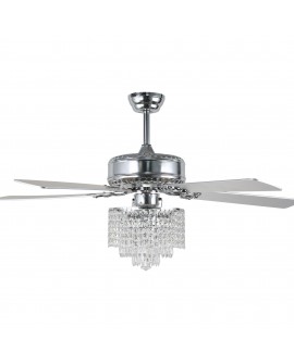 52" Crystal Ceiling Fan with Lights and Remote Control Modern Chandelier Ceiling Fan Fandelier with Reversible Blades
